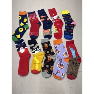 Different Touch Crew Socks 10 Pair Lot Novelty Multi-Color Men Size 9-12 New